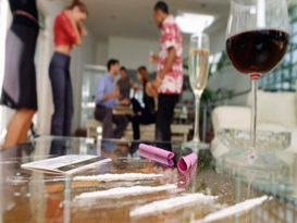 Lines of cocaine at a weekend party
